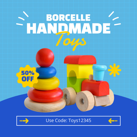 Platilla de diseño Handmade Toys with Discount on Blue Instagram AD
