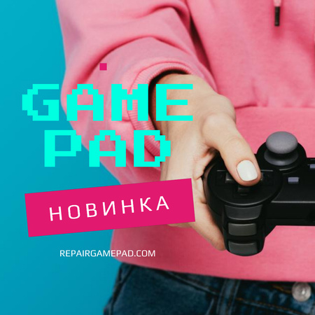 Girl holding joystick Animated Post – шаблон для дизайна