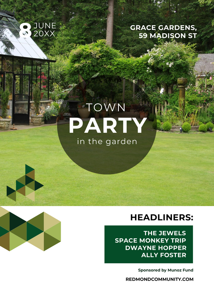 Invitation to Town Party in Garden Poster Design Template
