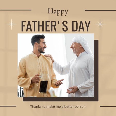 Happy Father's Day Greetings with Dad and Son Instagram Design Template