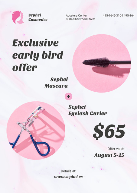 Cosmetics Sale with Mascara and Eyelash Curler Posterデザインテンプレート