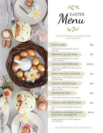 Template di design Offerta pasti pasquali con uova festive sul tavolo Menu 8.5x11in