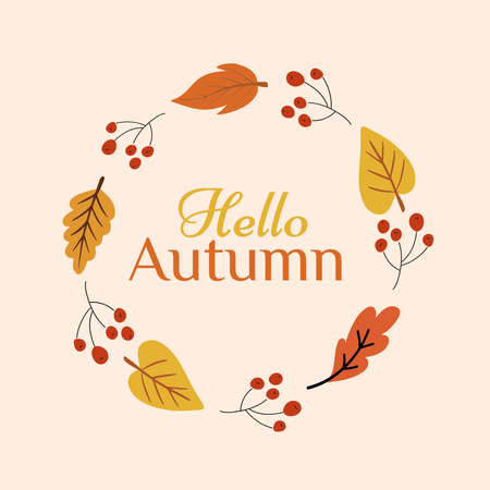 inspiração de outono com ilustração de folhas Instagram Modelo de Design