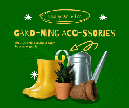 New Year Sale Offer of Garden Tools and Accessories Facebook Design Template