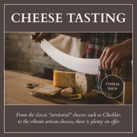 Anúncio de degustação de queijo na Cheese Shop Instagram Modelo de Design
