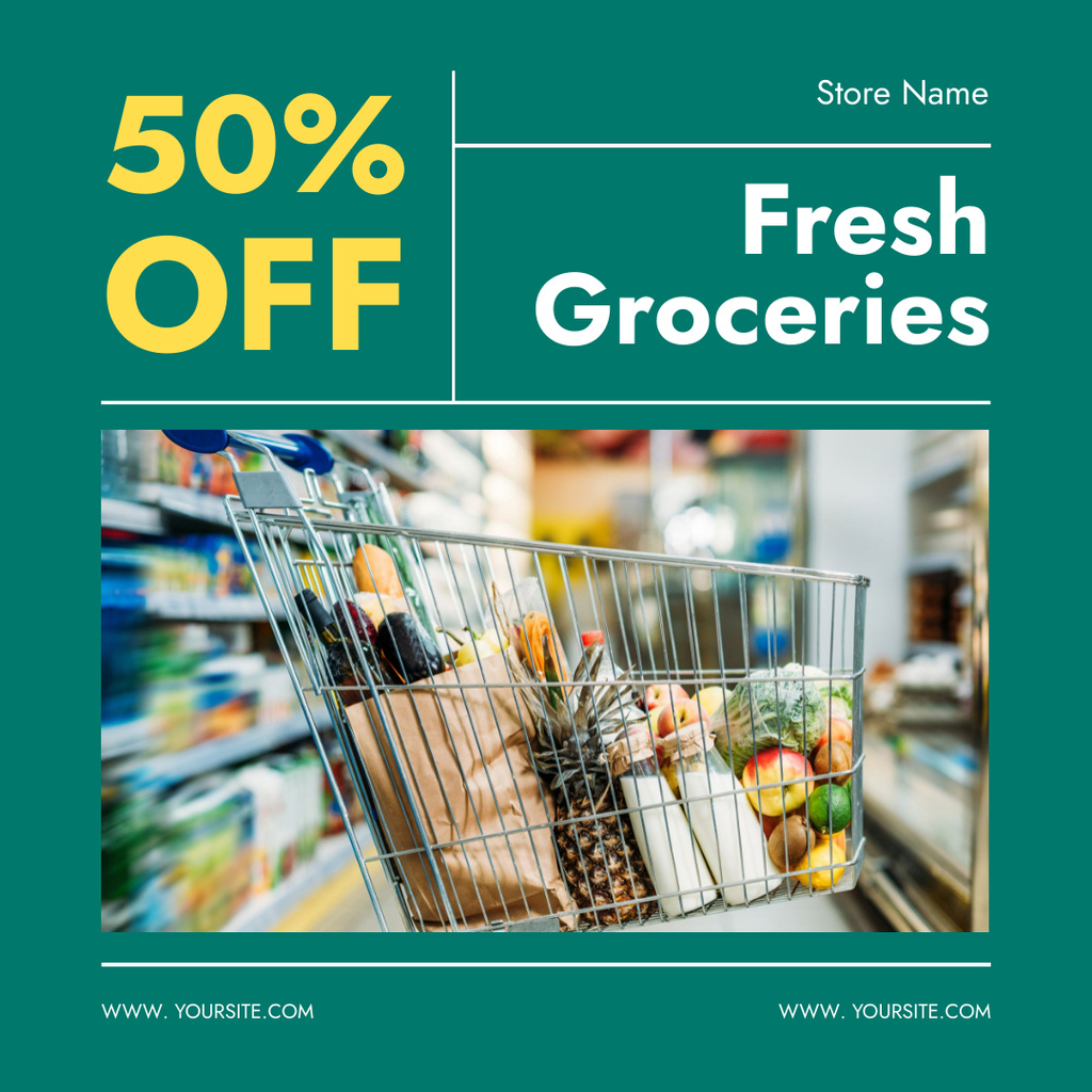 Fresh Groceries Sale on Green Instagram – шаблон для дизайну