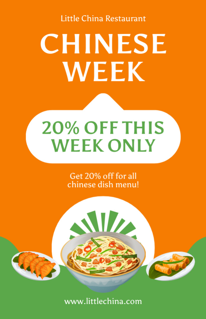 Chinese Food Discount Week Announcement Recipe Card Modelo de Design