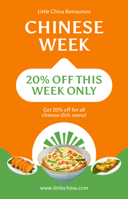 Chinese Food Discount Week Announcement Recipe Card Tasarım Şablonu