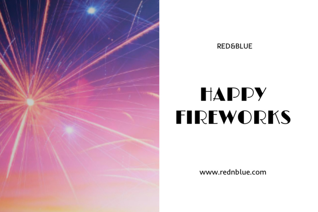 Happy USA Independence Day Celebration With Fireworks Postcard 4x6in – шаблон для дизайну
