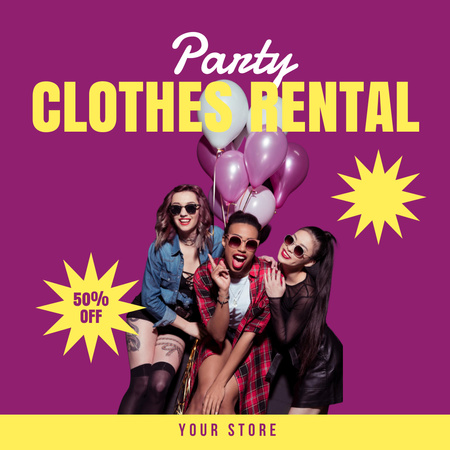 Rental clothes for party purple Instagram Design Template