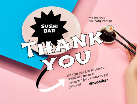 Plantilla de diseño de Agradecimiento de Sushi Bar por el pedido Postcard 4.2x5.5in 