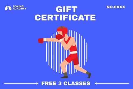 Boxing Classes Ad with Sportsman Gift Certificate Πρότυπο σχεδίασης