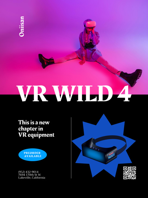 VR Equipment Sale with Young Woman in Pink Poster 36x48in Πρότυπο σχεδίασης