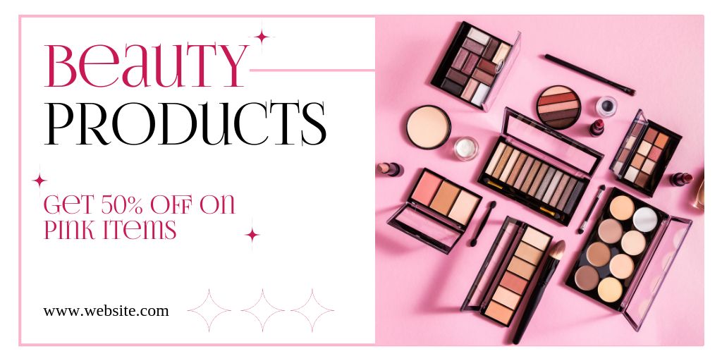 Beauty and Makeup Products Sale Twitter Tasarım Şablonu