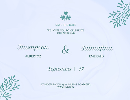 Template di design Wedding Celebration Announcement of Light Blue Color Invitation 13.9x10.7cm Horizontal