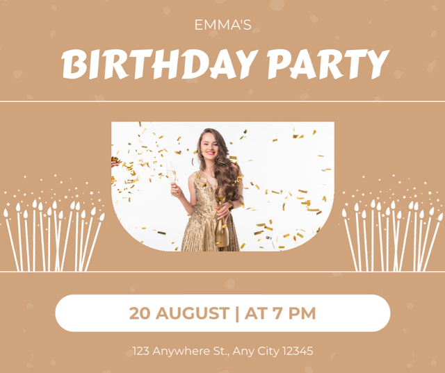 Elegant Ad of Birthday Party Facebook Πρότυπο σχεδίασης