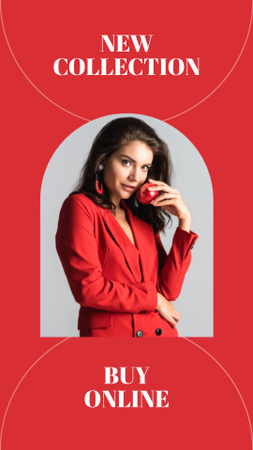 Woman in Bright Red Outfit Instagram Story Design Template