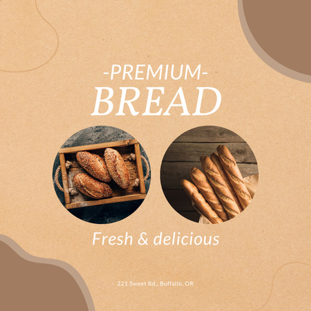 Koláž s nabídkou ke koupi čerstvého chleba Instagram Šablona návrhu