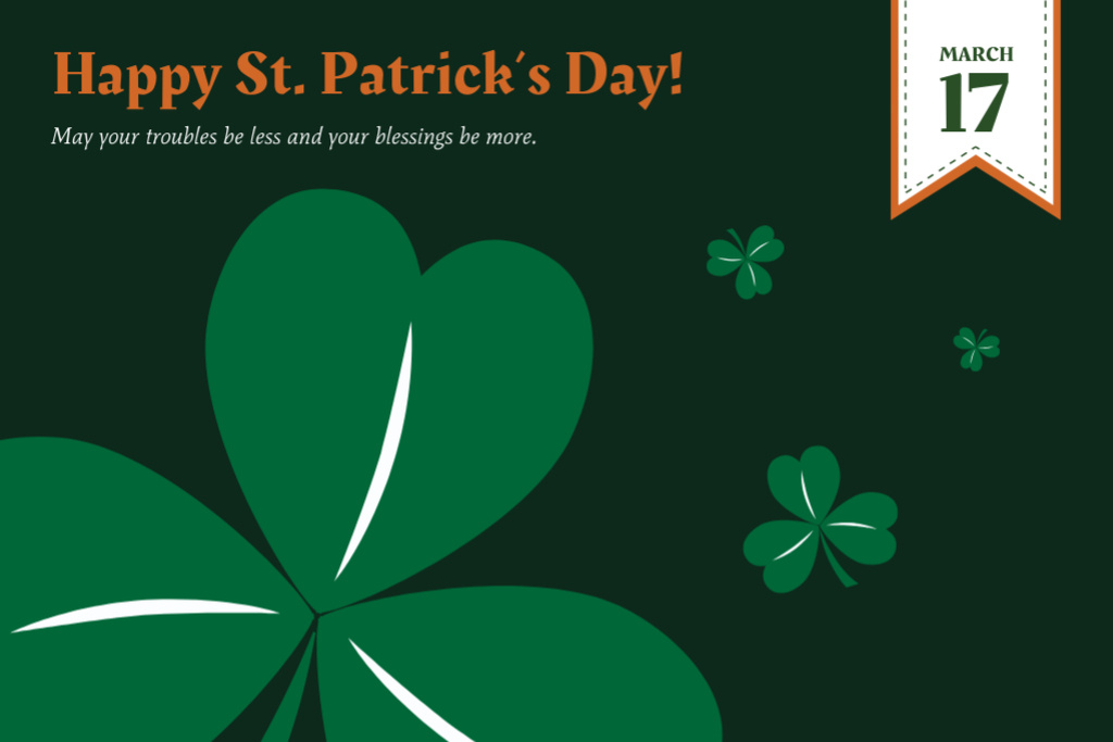 St. Patrick's Day Greeting Card Postcard 4x6in Design Template
