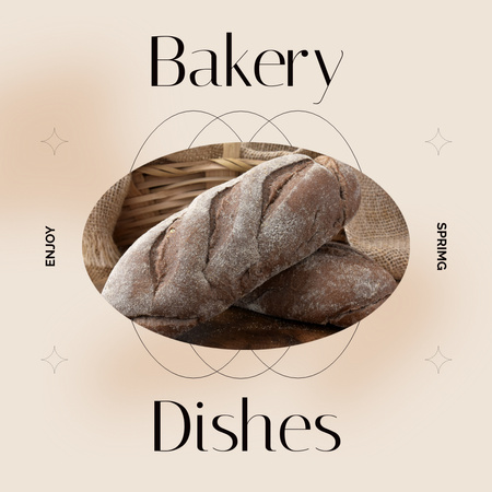 Bakery Ad with Fresh Bread Instagram Design Template