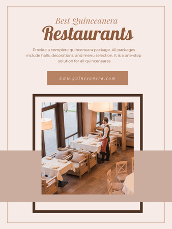 Anúncio incrível de celebração da Quinceanera com mesas de banquete aconchegantes Poster US Modelo de Design