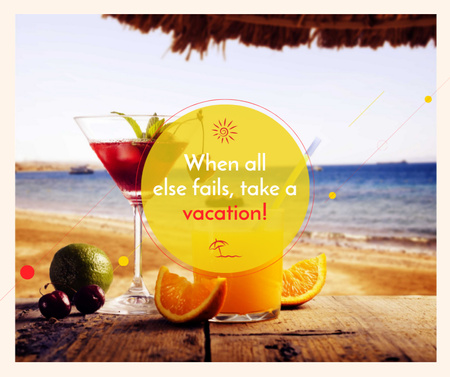Designvorlage Urlaubsangebot Cocktail am Strand für Facebook