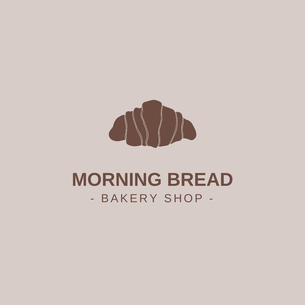 Cozy Bakery Shop Promotion with Croissant Illustration Logo 1080x1080px Design Template