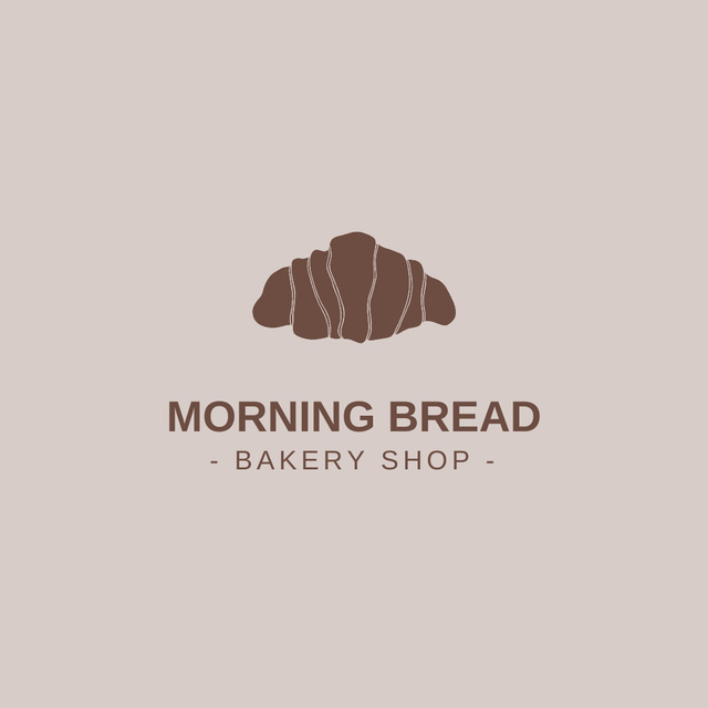 Cozy Bakery Shop Promotion with Croissant Illustration Logo 1080x1080pxデザインテンプレート