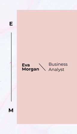 Ontwerpsjabloon van Business Card US Vertical van Business analist advertentie met aquarel patroon in roze