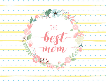 Designvorlage Mother's Day Greeting In Floral Frame für Postcard 4.2x5.5in