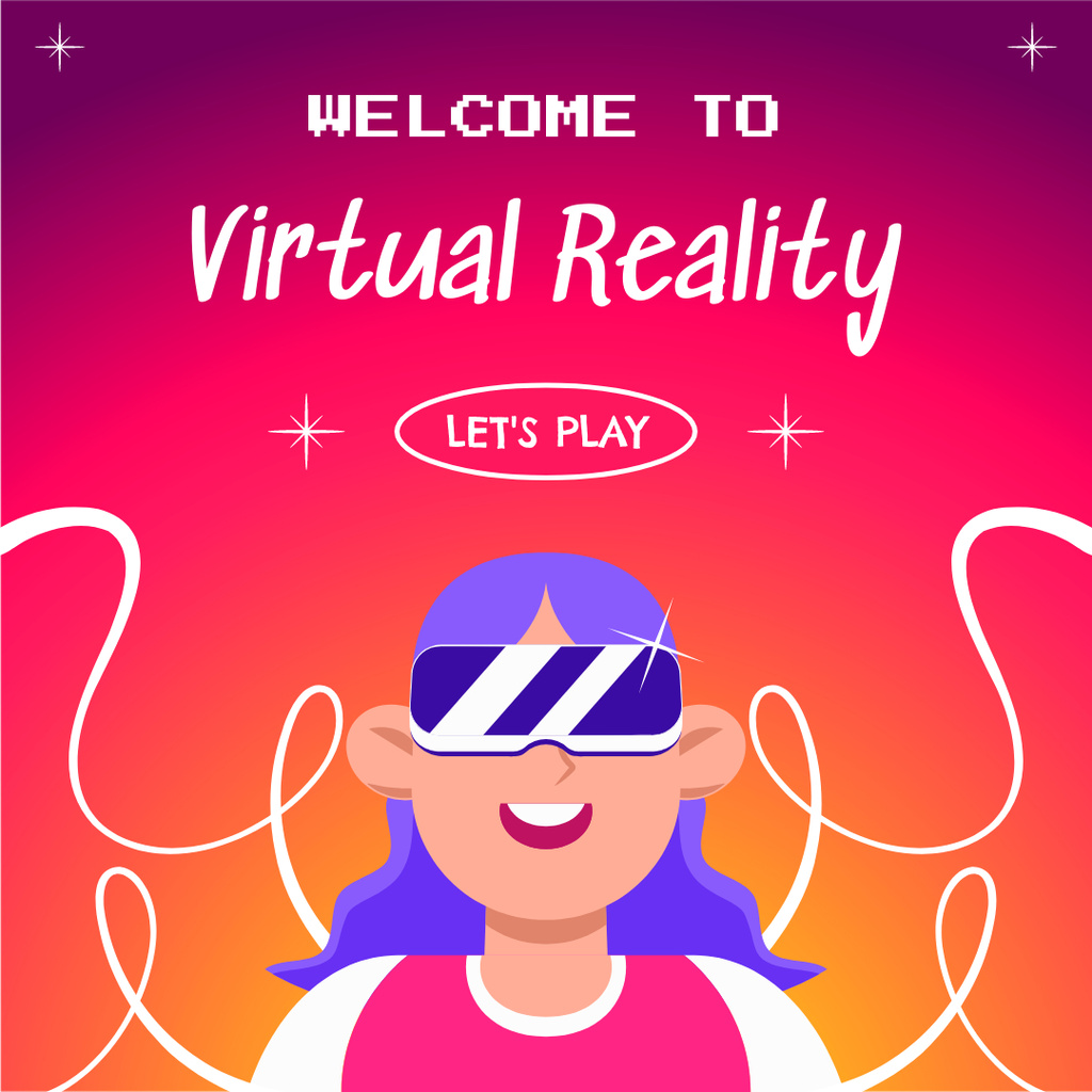 Virtual Reality Game on Purple and Orange Gradient Instagram Πρότυπο σχεδίασης