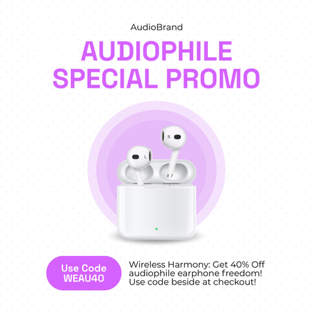 Modèle de visuel Promotion spéciale de la vente d'écouteurs - Instagram AD