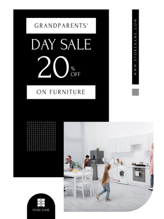Discount on Furniture for Grandparents' Day on Black Poster US Design Template