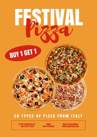 Pizza Festival Promotion Announcement Poster tervezősablon