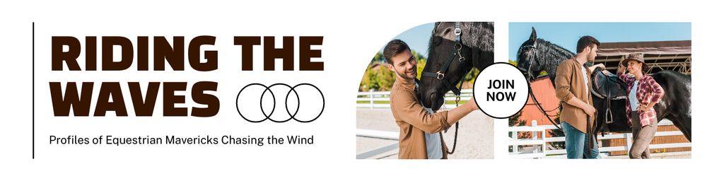 Photo of Young People with Horse at Ranch Twitter Design Template