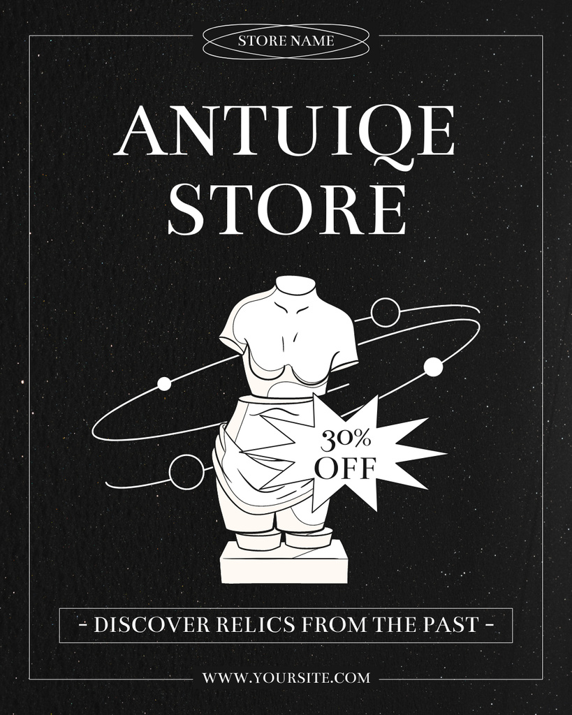 Artistic Sculpture With Discount In Antiques Store Instagram Post Vertical – шаблон для дизайну