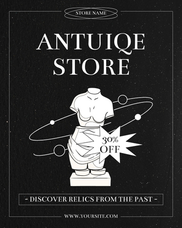 Artistic Sculpture With Discount In Antiques Store Instagram Post Vertical Design Template