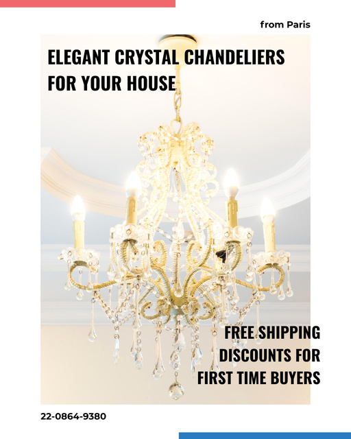 Beatiful Crystal Chandeliers for House Poster 16x20in Design Template