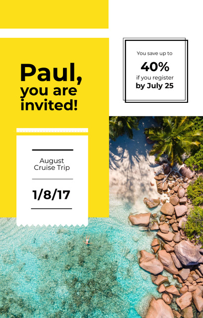 Tropical Cruise Trip Offer With Discount Invitation 4.6x7.2in Design Template