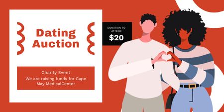 Charity Event with Dating Auction Twitter Design Template
