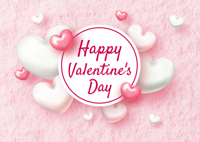 Plantilla de diseño de Happy Valentine's Day Congratulations With Hearts Postcard 5x7in 