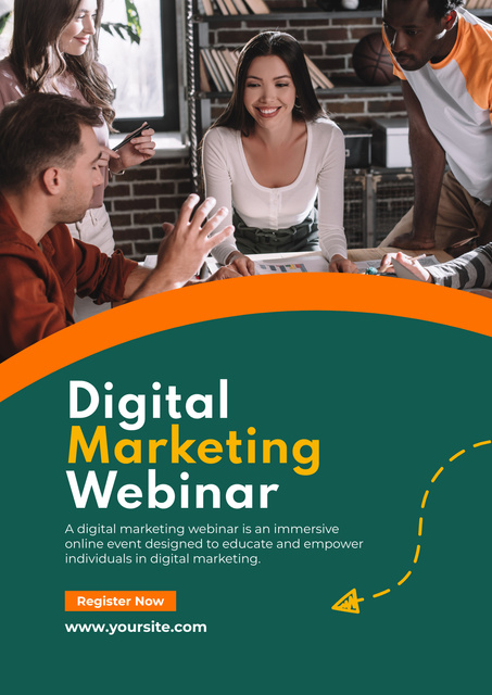 Plantilla de diseño de Competent Digital Marketing Webinar Announcement Poster 