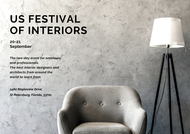 Festival of Interiors Event Announcement Poster A2 Horizontal Tasarım Şablonu