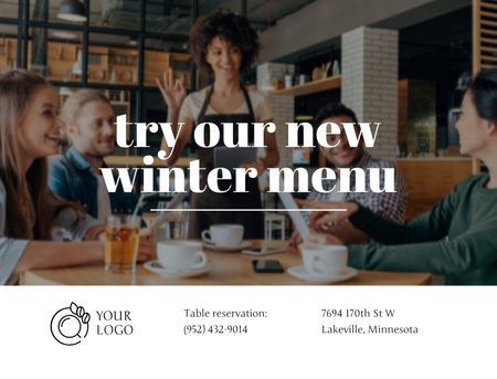 Offer of Winter Menu in Restaurant Postcard 4.2x5.5in Design Template