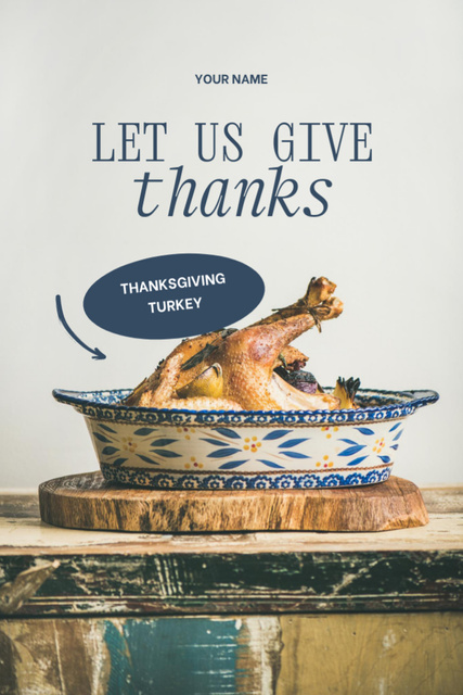 Thanksgiving Celebration Announcement with Turkey on Wooden Table Flyer 4x6in Tasarım Şablonu