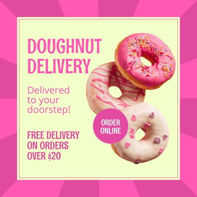 Doughnut Delivery Services Ad Instagram Tasarım Şablonu