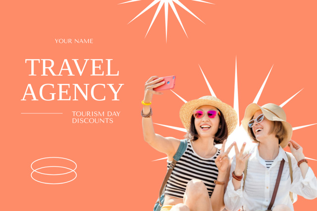 Joyful Customers And Travel Agency Services Promotion Flyer 4x6in Horizontal tervezősablon