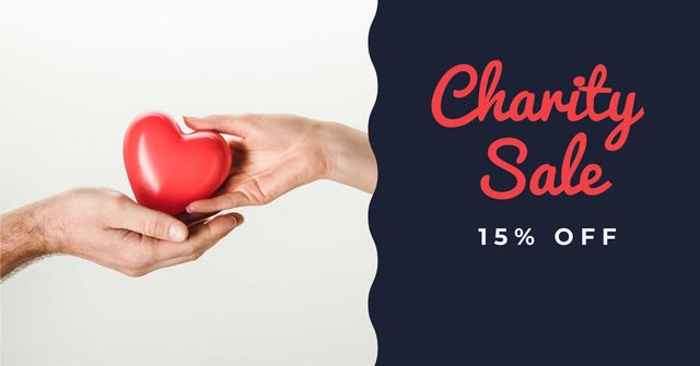 Charity Sale with hands holding Heart Facebook AD Modelo de Design