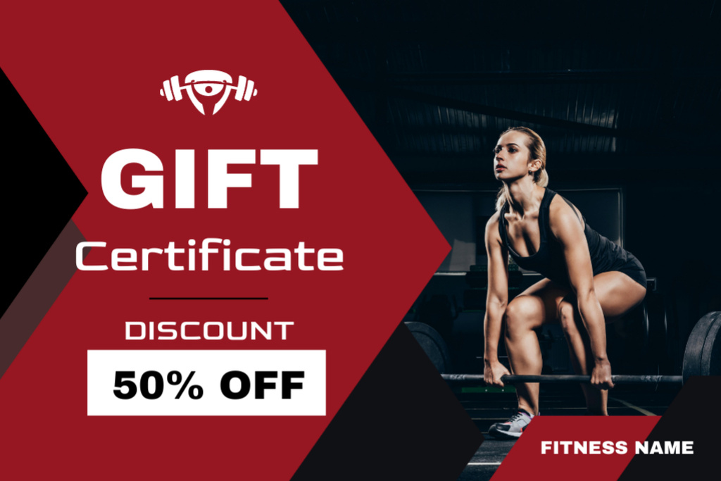 Designvorlage Special Offer with Discount for Gym Access für Gift Certificate