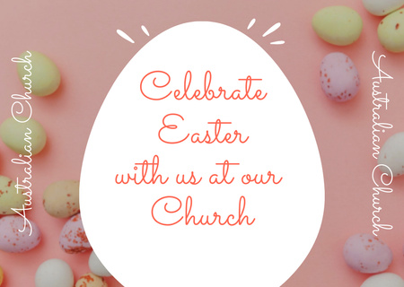 Ontwerpsjabloon van Flyer A6 Horizontal van Aankondiging van de viering van Pasen in de kerk